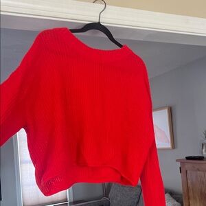Red Women's Cropped Sweater